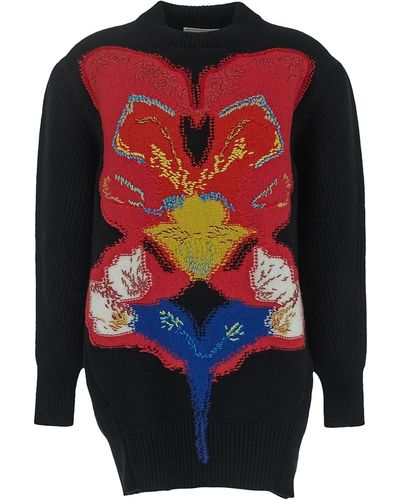 Alexander McQueen Crew Neck Oversized Sweater - Blue