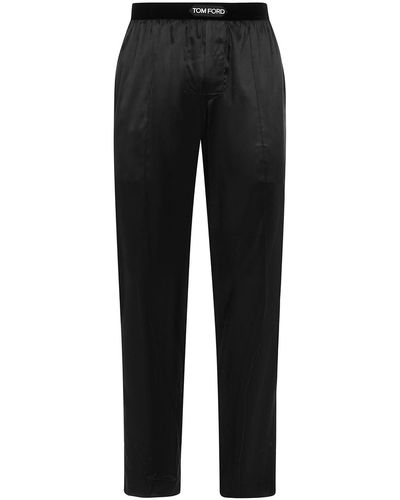 Tom Ford Dark Silk Satin Pajama Pants - Black