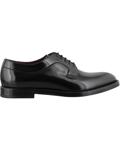 Dolce & Gabbana Polished Leather Derby Shoes - Black