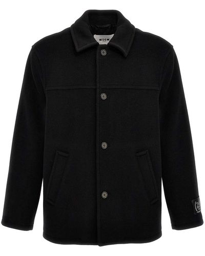 MSGM Peacoat Coat - Black