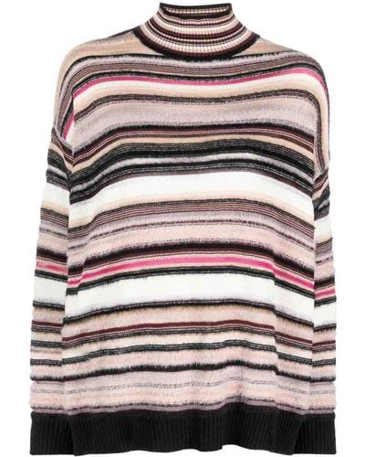 Missoni Striped Wool Blend Turtleneck Sweater - Gray