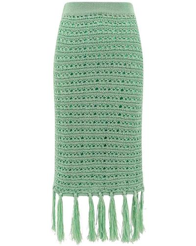 Erika Cavallini Semi Couture Skirt With Fringe Detail - Green