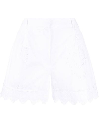 Simone Rocha Embroidered Cotton Shorts - White
