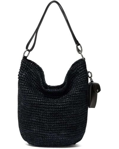 Proenza Schouler Spring Bag In Raffia - Black