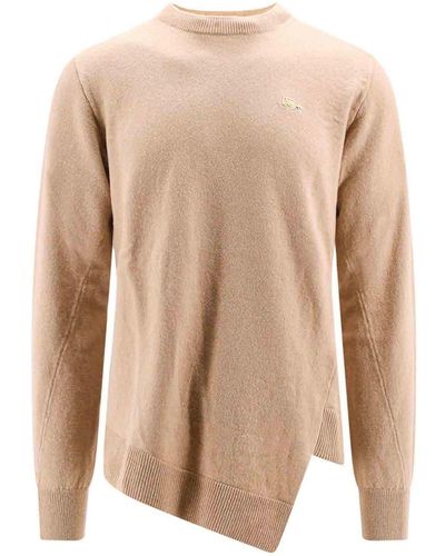 Comme des Garçons Wool Jumper With Embroidered Lacoste Patch - Natural