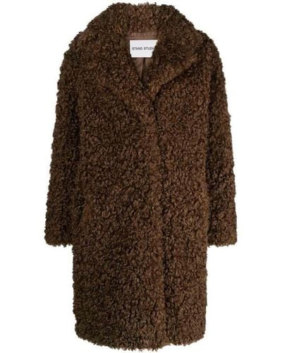 Stand Studio Faux-shearling Button-up Coat - Brown