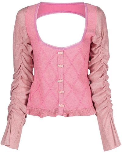 Cormio Cardigan With Button Roses - Pink