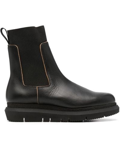 Sacai Round-toe Leather Boots - Black