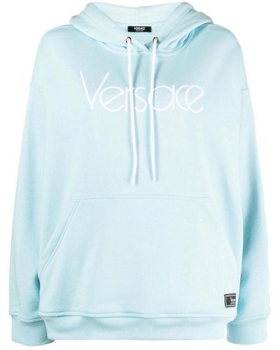 Versace Logo Organic Cotton Hoodie - Blue
