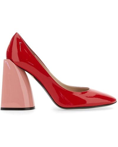 N°21 Color-block Court Shoes - Red