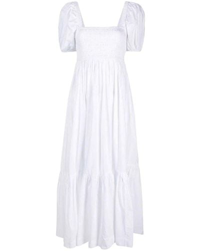 Ganni Dress With Balloon Sleeves - White