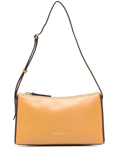 MANU Atelier Mini Prism Leather Bag With Logo - Metallic