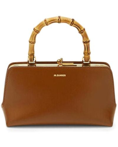 Jil Sander Clutch-style Leather Bag With Handle - Brown