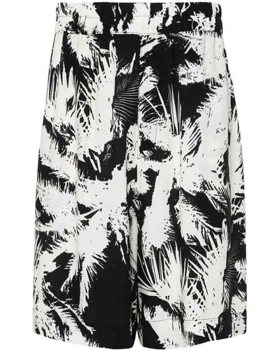 Laneus Abstract Print Bermuda Shorts - White