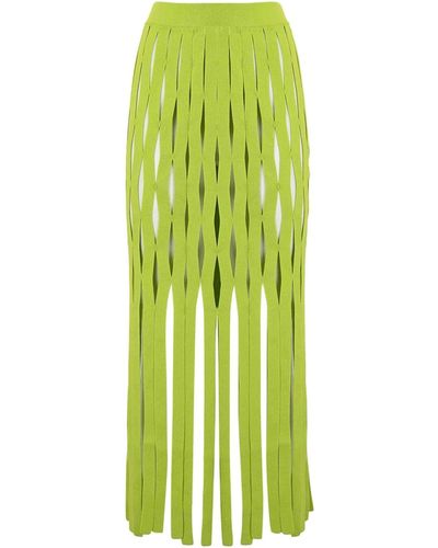 Liviana Conti Viscose Skirt With Ribbons - Green