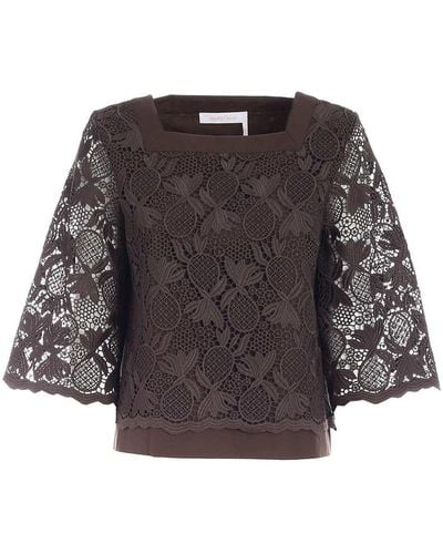 See By Chloé Lace Blouse In - Black