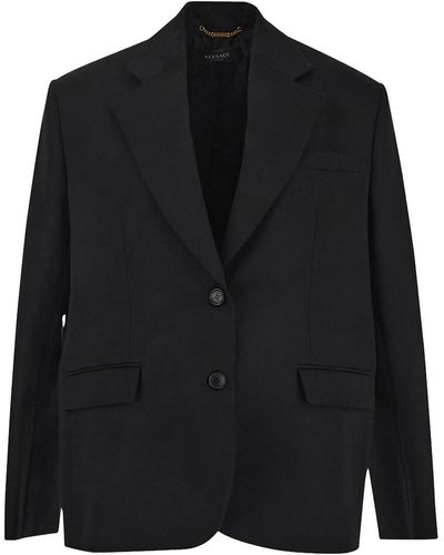 Versace Jacket In Virgin Wool - Black