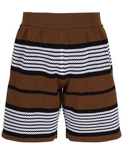 Burberry Nylon Shorts With Striped Print - Black