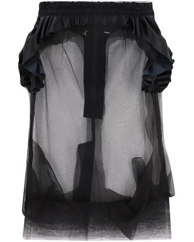 Maison Margiela Unlined Tulle Midi Skirt - Black