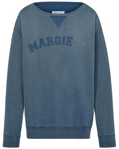 Maison Margiela Logo-print Faded Sweatshirt - Blue