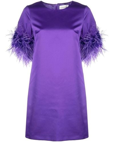 P.A.R.O.S.H. Feather-trim Satin Dress - Purple