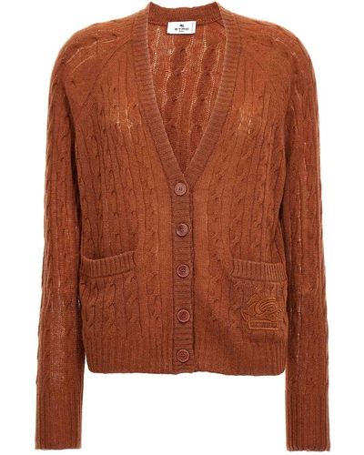 Etro Braid Pattern Cardigan - Brown