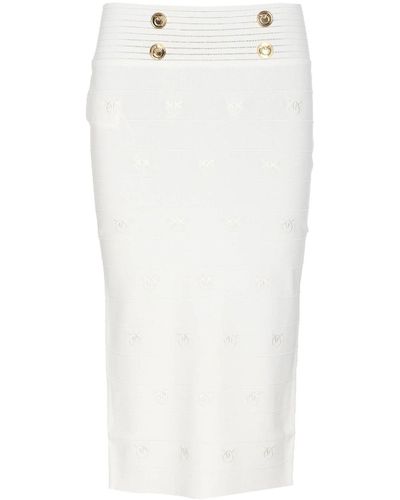 Pinko Stapelia Skirt With Embroidered Logo - White