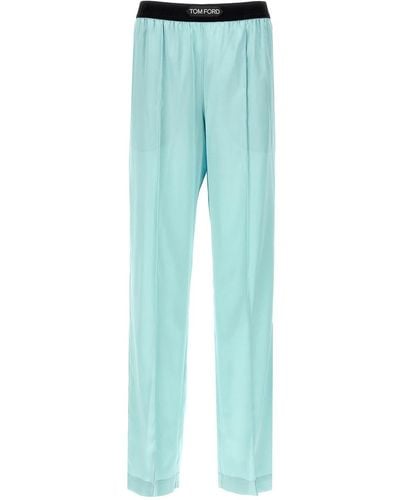 Tom Ford Satin Trousers - Blue