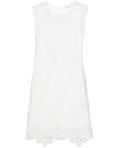 Ermanno Scervino Embroidered Lace Short Dress - White