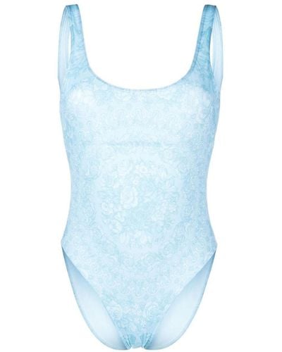 Versace Barocco-print Swimsuit - Blue