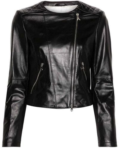 Patrizia Pepe Biker Leather Jacket - Black
