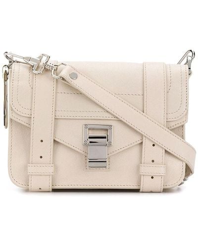 Proenza Schouler Leather Flap Front Bag With Metal Tab Closure - Natural