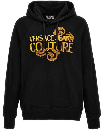 Versace Cotton Hoodie Logo Baroque - Black