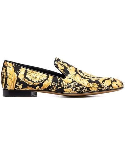 Versace Baroque-print Loafers - Yellow