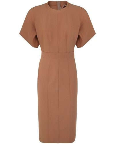 N°21 Round Neck Short Sleeve Dress - Brown