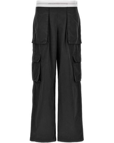 Alexander Wang Mid Rise Cargo Rave Trousers - Black
