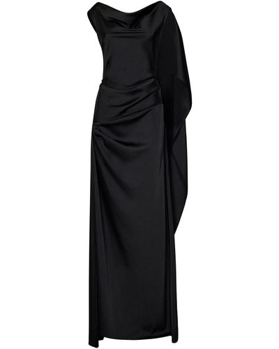 Rhea Costa Long Satin Dress - Black