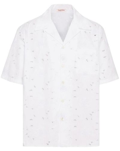 Valentino Garavani Broderie Anglaise Camp Collar Shirt - White