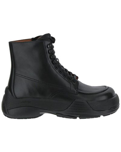 Lanvin Flash-x Bold Leather Lace-up Boots - Black