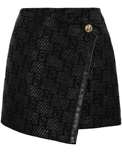 Elisabetta Franchi Raffia Mini Skirt - Black