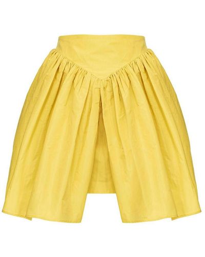 Pinko Flared Pleated Mini Skirt - Yellow