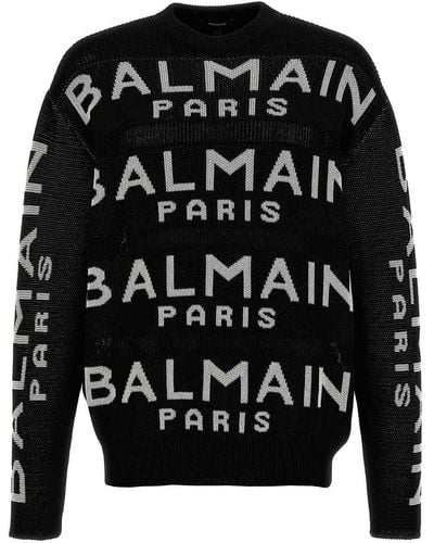 Balmain All-over Logo Sweater - Black