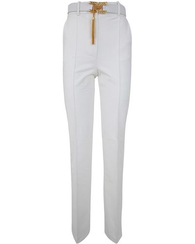 Elisabetta Franchi Straight Leg Trousers With Belt - White