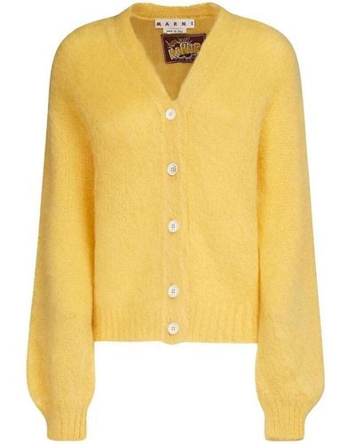 Marni Lemon Knitted Construction V-neck - Yellow