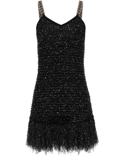 Balmain Fringed Lurex Tweed Dress - Black