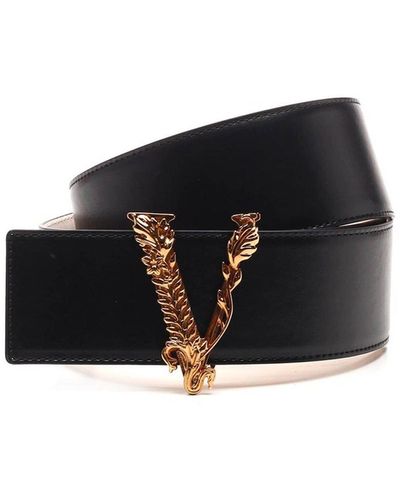 Versace Virtus Leather Belt In - Black