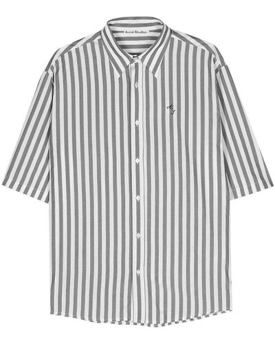 Acne Studios Logo-embroidered Striped Shirt - White