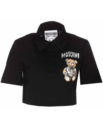 Moschino Cropped Drawn Teddy Bear T-shirt - Black