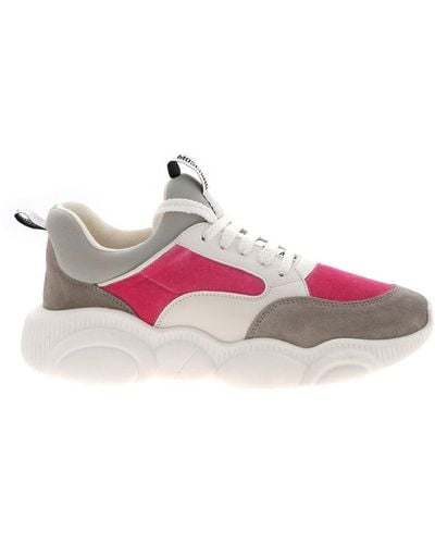 Moschino Teddy Sneakers Featuring Velvet Detail - Pink