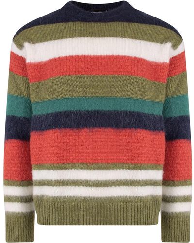 DSquared² Wool Blend Sweater With Striped Motif - Red